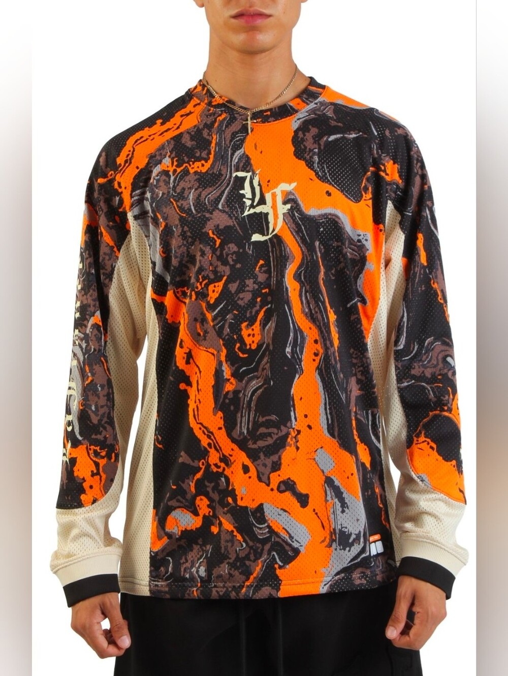 NEW Puma LaFrance HEEM Moto Mesh Jersey Men's Large Black/Orange/White